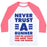Virgin Teez  Baseball Tee Unisex Classic Baseball Tee / x-small / White/Neon Pink NEVER TRUST A RUNNER UNISEX CLASSIC BASEBALL TEE