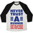 Virgin Teez  Baseball Tee Unisex Tri-Blend Baseball Tee / small / Oatmeal / Black NEVER TRUST A RUNNER UNISEX TRI-BLEND BASEBALL TEE