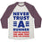 Virgin Teez  Baseball Tee Unisex Tri-Blend Baseball Tee / small / Oatmeal / Maroon NEVER TRUST A RUNNER UNISEX TRI-BLEND BASEBALL TEE