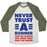 Virgin Teez  Baseball Tee Unisex Tri-Blend Baseball Tee / small / Oatmeal / Moss NEVER TRUST A RUNNER UNISEX TRI-BLEND BASEBALL TEE