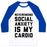 Virgin Teez  Baseball Tee Unisex Classic Baseball Tee / x-small / White/Blue NEVERENDING SOCIAL ANXIETY IS MY CARDIO UNISEX CLASSIC BASEBALL TEE