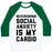 Virgin Teez  Baseball Tee Unisex Classic Baseball Tee / x-small / White/Dark Green NEVERENDING SOCIAL ANXIETY IS MY CARDIO UNISEX CLASSIC BASEBALL TEE
