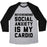 Virgin Teez  Baseball Tee Unisex Tri-Blend Baseball Tee / small / Athletic Gray / Black NEVERENDING SOCIAL ANXIETY IS MY CARDIO UNISEX TRI-BLEND BASEBALL TEE