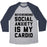 Virgin Teez  Baseball Tee Unisex Tri-Blend Baseball Tee / small / Athletic Gray / Navy NEVERENDING SOCIAL ANXIETY IS MY CARDIO UNISEX TRI-BLEND BASEBALL TEE