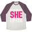 Virgin Teez  Baseball Tee Unisex Tri-Blend Baseball Tee / small / Oatmeal / Maroon NEVERTHELESS SHE LIFTED PARODY UNISEX TRI-BLEND BASEBALL TEE