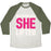 Virgin Teez  Baseball Tee Unisex Tri-Blend Baseball Tee / small / Oatmeal / Moss NEVERTHELESS SHE LIFTED PARODY UNISEX TRI-BLEND BASEBALL TEE