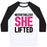 Virgin Teez  Baseball Tee Unisex Classic Baseball Tee / x-small / White/Black NEVERTHELESS SHE LIFTED PARODY WHITE PRINT UNISEX CLASSIC BASEBALL TEE