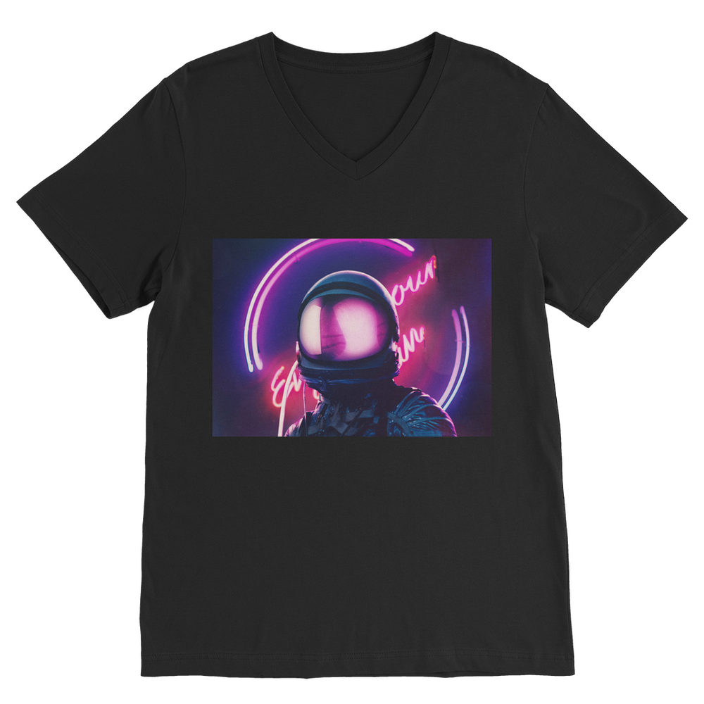 VIRGIN TEEZ Men T-Shirts Black / Unisex / S Night Just begin Premium V-Neck T-Shirt
