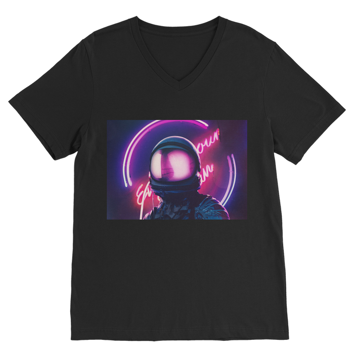 VIRGIN TEEZ Men T-Shirts Black / Unisex / S Night Just begin Premium V-Neck T-Shirt