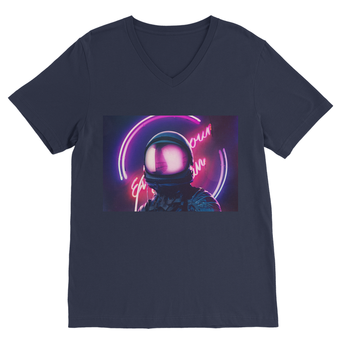 VIRGIN TEEZ Men T-Shirts Navy / Unisex / S Night Just begin Premium V-Neck T-Shirt