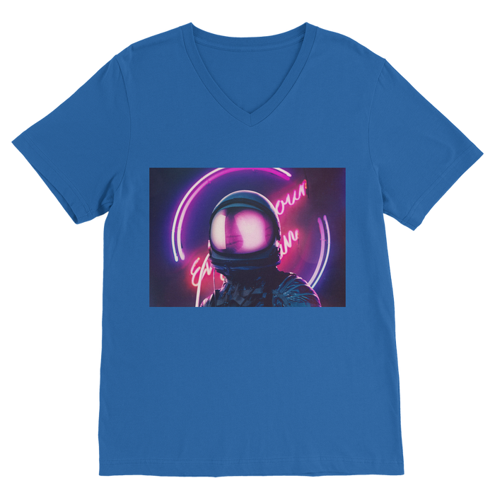 VIRGIN TEEZ Men T-Shirts Royal / Unisex / S Night Just begin Premium V-Neck T-Shirt
