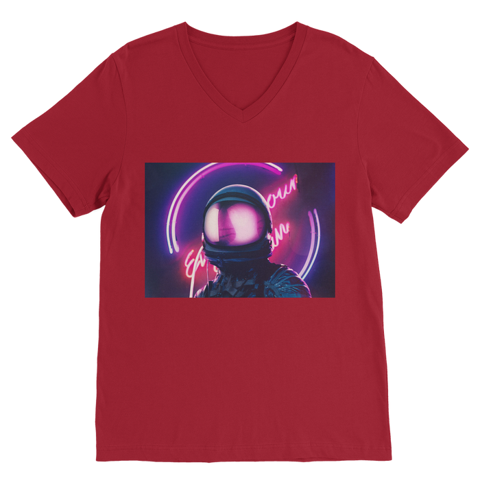 VIRGIN TEEZ Men T-Shirts Red / Unisex / S Night Just begin Premium V-Neck T-Shirt
