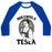 Virgin Teez  Baseball Tee Unisex Classic Baseball Tee / x-small / White/Blue NIKSWOLA TESLA UNISEX CLASSIC BASEBALL TEE