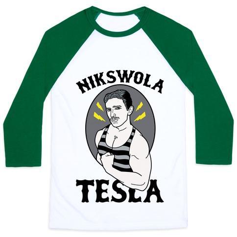 Virgin Teez  Baseball Tee Unisex Classic Baseball Tee / x-small / White/Dark Green NIKSWOLA TESLA UNISEX CLASSIC BASEBALL TEE