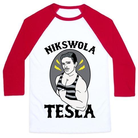 Virgin Teez  Baseball Tee Unisex Classic Baseball Tee / x-small / White/Red NIKSWOLA TESLA UNISEX CLASSIC BASEBALL TEE