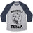 Virgin Teez  Baseball Tee Unisex Tri-Blend Baseball Tee / small / Athletic Gray / Navy NIKSWOLA TESLA UNISEX TRI-BLEND BASEBALL TEE