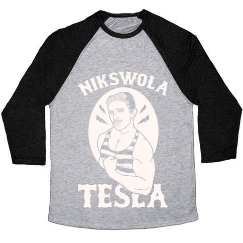Virgin Teez  Baseball Tee Unisex Tri-Blend Baseball Tee / small / Athletic Gray / Black NIKSWOLA TESLA UNISEX TRI-BLEND BASEBALL TEE