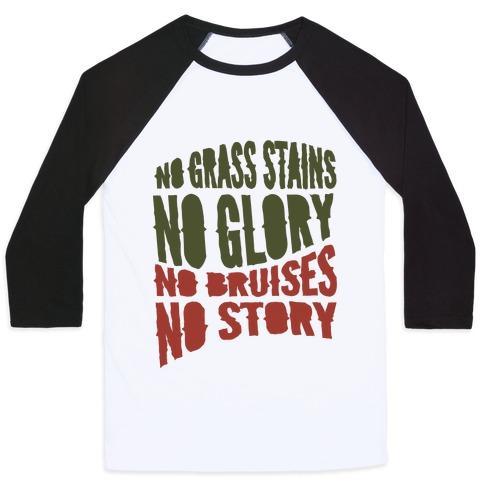 Virgin Teez  Baseball Tee Unisex Classic Baseball Tee / x-small / White/Black NO GRASS STAINS NO GLORY UNISEX CLASSIC BASEBALL TEE