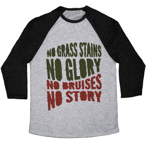 Virgin Teez  Baseball Tee Unisex Tri-Blend Baseball Tee / small / Athletic Gray / Black NO GRASS STAINS NO GLORY UNISEX TRI-BLEND BASEBALL TEE