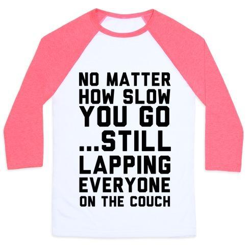Virgin Teez  Baseball Tee Unisex Classic Baseball Tee / x-small / White/Neon Pink NO MATTER HOW SLOW UNISEX CLASSIC BASEBALL TEE