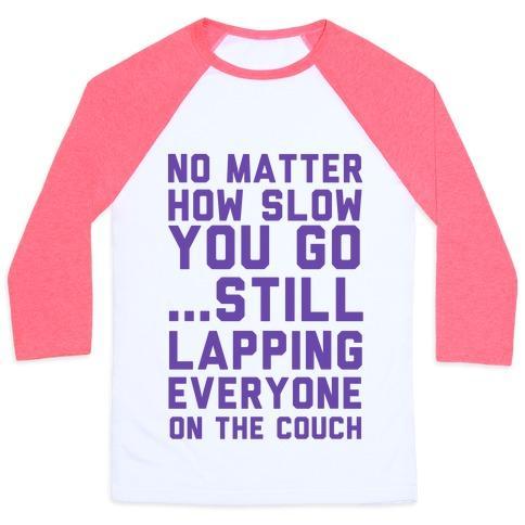 Virgin Teez  Baseball Tee Unisex Classic Baseball Tee / x-small / White/Neon Pink NO MATTER HOW SLOW UNISEX CLASSIC BASEBALL TEE