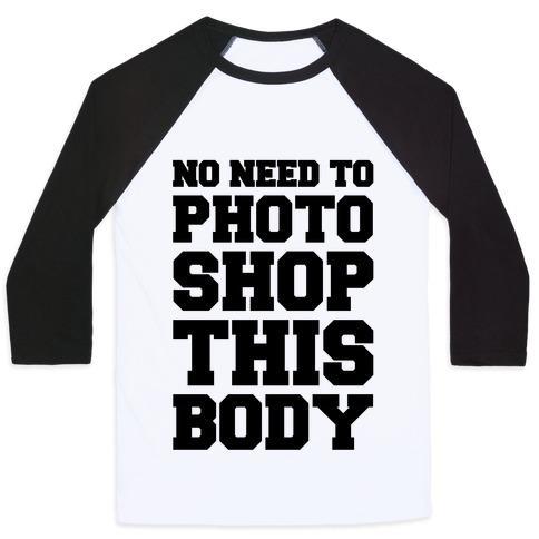 Virgin Teez  Baseball Tee Unisex Classic Baseball Tee / x-small / White/Black NO NEED TO PHOTOSHOP THIS BODY UNISEX CLASSIC BASEBALL TEE
