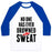 Virgin Teez  Baseball Tee Unisex Classic Baseball Tee / x-small / White/Blue NO ONE HAS EVER DROWNED IN SWEAT UNISEX CLASSIC BASEBALL TEE