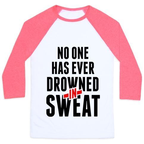 Virgin Teez  Baseball Tee Unisex Classic Baseball Tee / x-small / White/Neon Pink NO ONE HAS EVER DROWNED IN SWEAT UNISEX CLASSIC BASEBALL TEE