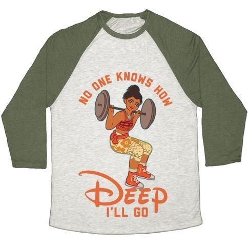 Virgin Teez  Baseball Tee Unisex Tri-Blend Baseball Tee / small / Oatmeal / Moss NO ONE KNOWS HOW DEEP I'LL GO MOANA PARODY UNISEX TRI-BLEND BASEBALL TEE