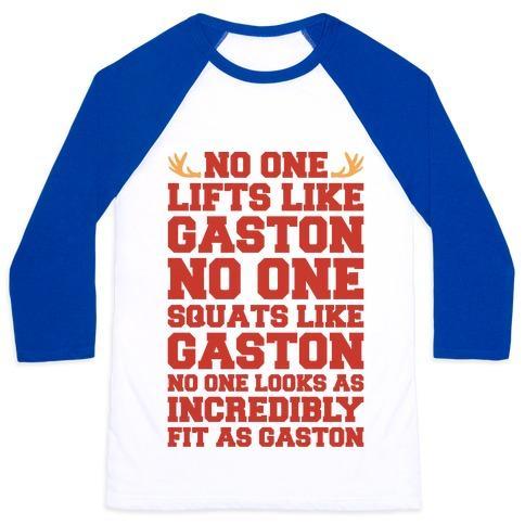 Virgin Teez  Baseball Tee Unisex Classic Baseball Tee / x-small / White/Blue NO ONE LIFTS LIKE GASTON PARODY UNISEX CLASSIC BASEBALL TEE