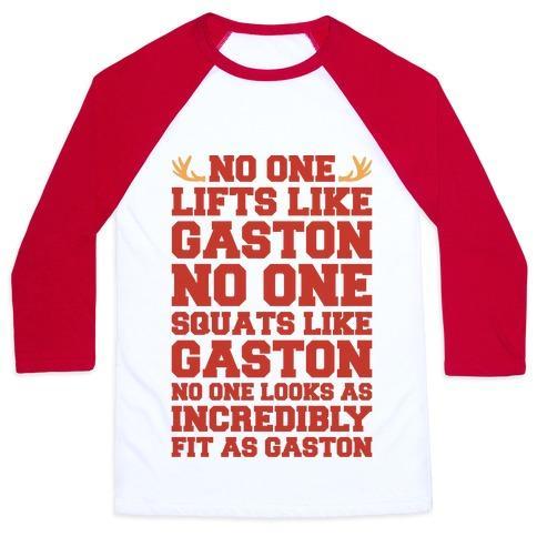 Virgin Teez  Baseball Tee Unisex Classic Baseball Tee / x-small / White/Red NO ONE LIFTS LIKE GASTON PARODY UNISEX CLASSIC BASEBALL TEE