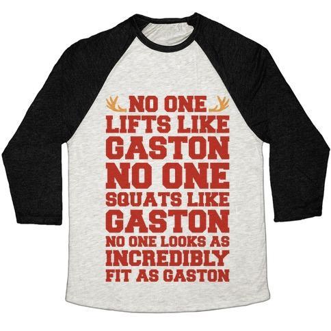 Virgin Teez  Baseball Tee Unisex Tri-Blend Baseball Tee / small / Oatmeal / Black NO ONE LIFTS LIKE GASTON PARODY UNISEX TRI-BLEND BASEBALL TEE