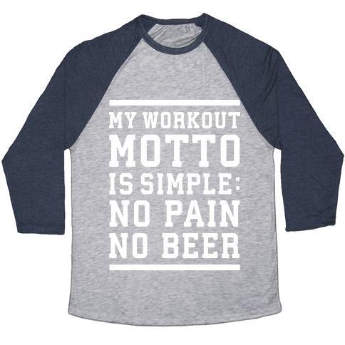 Virgin Teez  Baseball Tee Unisex Tri-Blend Baseball Tee / small / Athletic Gray / Navy NO PAIN NO BEER UNISEX TRI-BLEND BASEBALL TEE