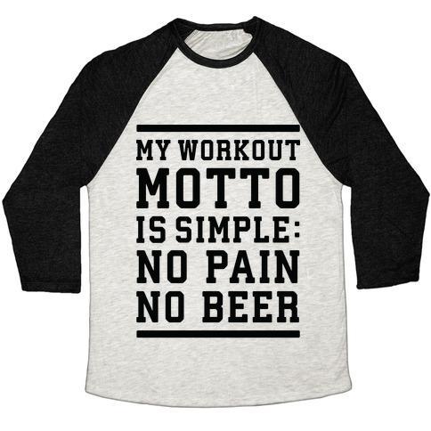 Virgin Teez  Baseball Tee Unisex Tri-Blend Baseball Tee / small / Oatmeal / Black NO PAIN NO BEER UNISEX TRI-BLEND BASEBALL TEE