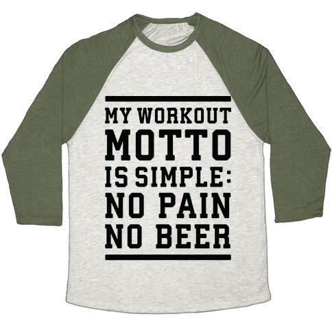 Virgin Teez  Baseball Tee Unisex Tri-Blend Baseball Tee / small / Oatmeal / Moss NO PAIN NO BEER UNISEX TRI-BLEND BASEBALL TEE