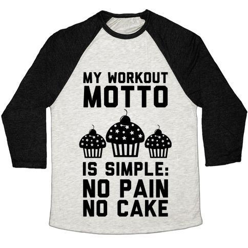 Virgin Teez  Baseball Tee Unisex Tri-Blend Baseball Tee / small / Oatmeal / Black NO PAIN NO CAKE UNISEX TRI-BLEND BASEBALL TEE