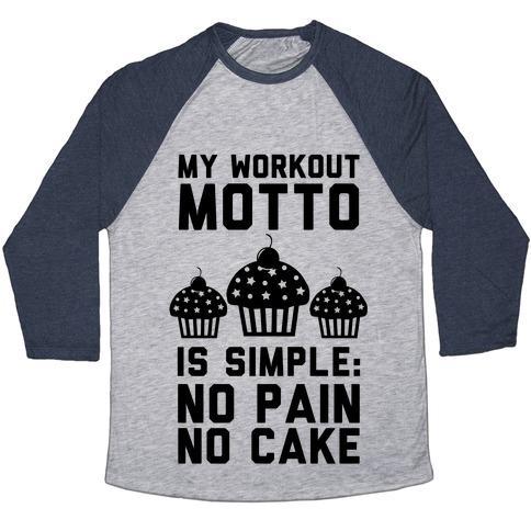 Virgin Teez  Baseball Tee Unisex Tri-Blend Baseball Tee / small / Athletic Gray / Navy NO PAIN NO CAKE UNISEX TRI-BLEND BASEBALL TEE