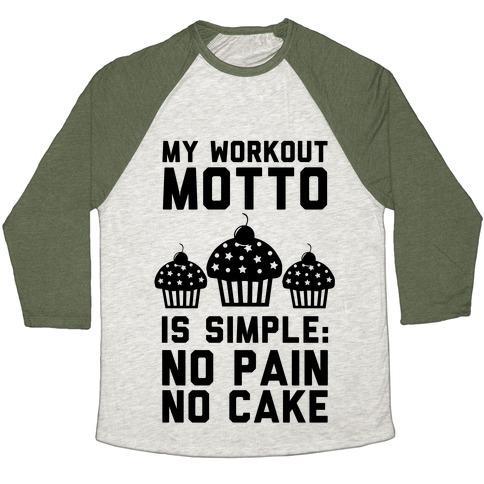 Virgin Teez  Baseball Tee Unisex Tri-Blend Baseball Tee / small / Oatmeal / Moss NO PAIN NO CAKE UNISEX TRI-BLEND BASEBALL TEE