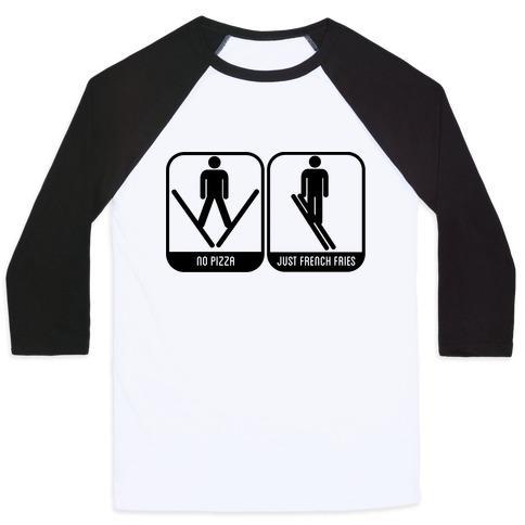 Virgin Teez  Baseball Tee Unisex Classic Baseball Tee / x-small / White/Black NO PIZZA UNISEX CLASSIC BASEBALL TEE