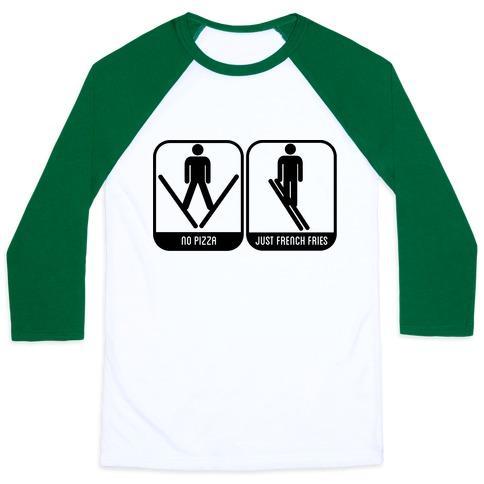 Virgin Teez  Baseball Tee Unisex Classic Baseball Tee / x-small / White/Dark Green NO PIZZA UNISEX CLASSIC BASEBALL TEE