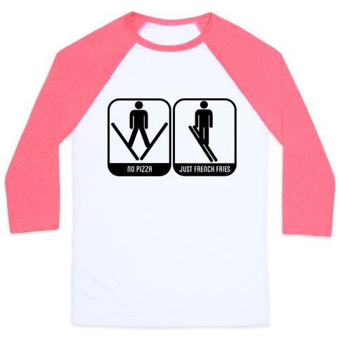 Virgin Teez  Baseball Tee Unisex Classic Baseball Tee / x-small / White/Neon Pink NO PIZZA UNISEX CLASSIC BASEBALL TEE