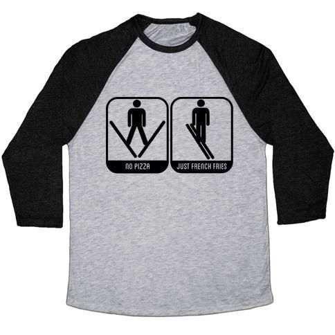 Virgin Teez  Baseball Tee Unisex Tri-Blend Baseball Tee / small / Athletic Gray / Black NO PIZZA UNISEX TRI-BLEND BASEBALL TEE