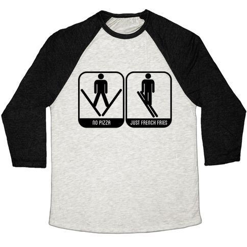 Virgin Teez  Baseball Tee Unisex Tri-Blend Baseball Tee / small / Oatmeal / Black NO PIZZA UNISEX TRI-BLEND BASEBALL TEE