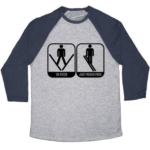 Virgin Teez  Baseball Tee Unisex Tri-Blend Baseball Tee / small / Athletic Gray / Navy NO PIZZA UNISEX TRI-BLEND BASEBALL TEE