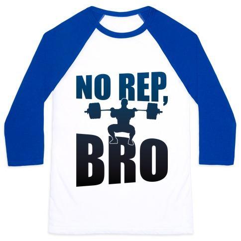 Virgin Teez  Baseball Tee Unisex Classic Baseball Tee / x-small / White/Blue NO REP, BRO (CROSSFIT) UNISEX CLASSIC BASEBALL TEE