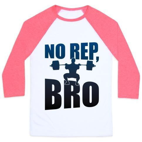 Virgin Teez  Baseball Tee Unisex Classic Baseball Tee / x-small / White/Neon Pink NO REP, BRO (CROSSFIT) UNISEX CLASSIC BASEBALL TEE