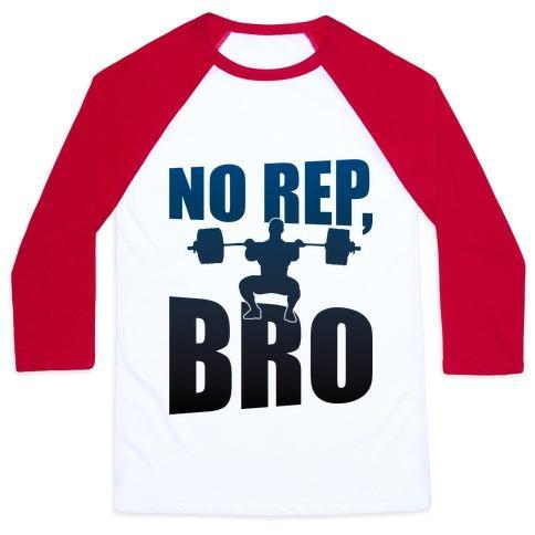Virgin Teez  Baseball Tee Unisex Classic Baseball Tee / x-small / White/Red NO REP, BRO (CROSSFIT) UNISEX CLASSIC BASEBALL TEE