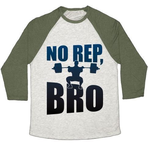 Virgin Teez  Baseball Tee Unisex Tri-Blend Baseball Tee / small / Oatmeal / Moss NO REP, BRO (CROSSFIT) UNISEX TRI-BLEND BASEBALL TEE