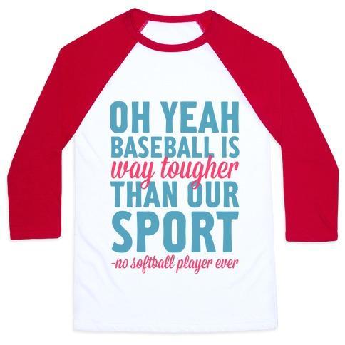 Virgin Teez  Baseball Tee Unisex Classic Baseball Tee / x-small / White/Red NO SOFTBALL PLAYER EVER UNISEX CLASSIC BASEBALL TEE