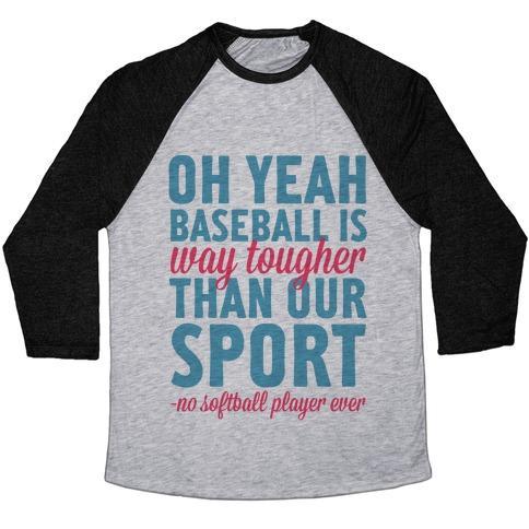 Virgin Teez  Baseball Tee Unisex Tri-Blend Baseball Tee / small / Athletic Gray / Black NO SOFTBALL PLAYER EVER UNISEX TRI-BLEND BASEBALL TEE